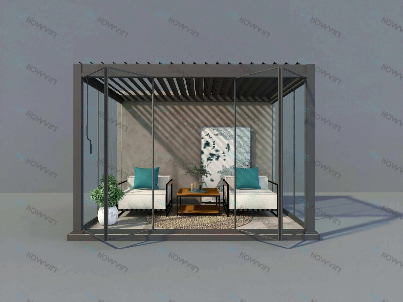 Small Patio Terrace Pergola-Black