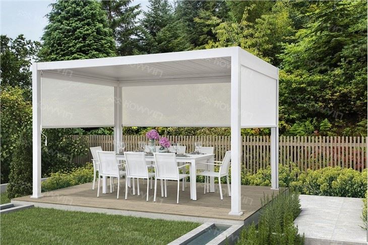 Howvin Aluminium Pergola Louvres Outdoor Villa Courtyard Aluminum Sunshade Electric Louver Turnover Custom Pergola Garden Chinese Sun Room