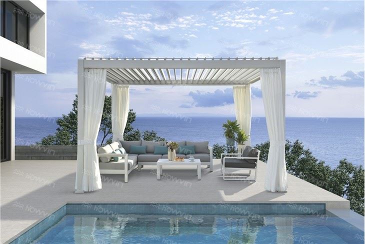 Howvin Electric Pergola Cover System Courtyard Villa Aluminum Alloy Can Be Customized Electric Louver Sun Room Garden Pergola Outdoor Awning