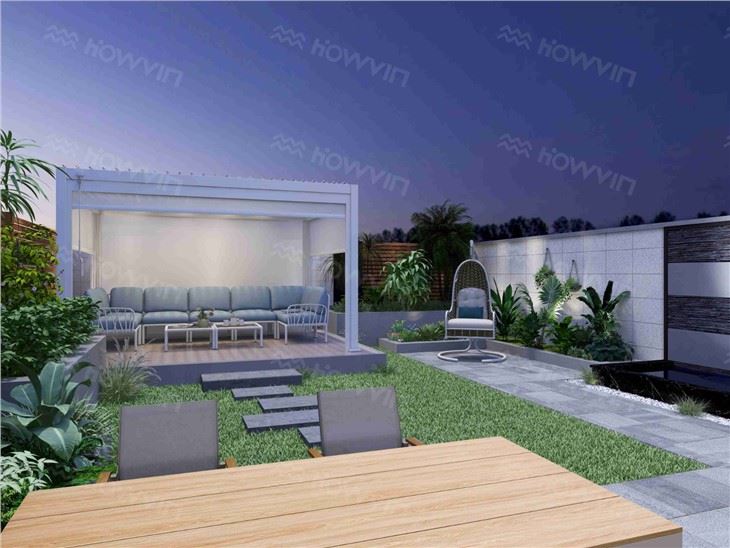 Howvin Electric Pergola Cover System Courtyard Villa Aluminum Alloy Can Be Customized Electric Louver Sun Room Garden Pergola Outdoor Awning