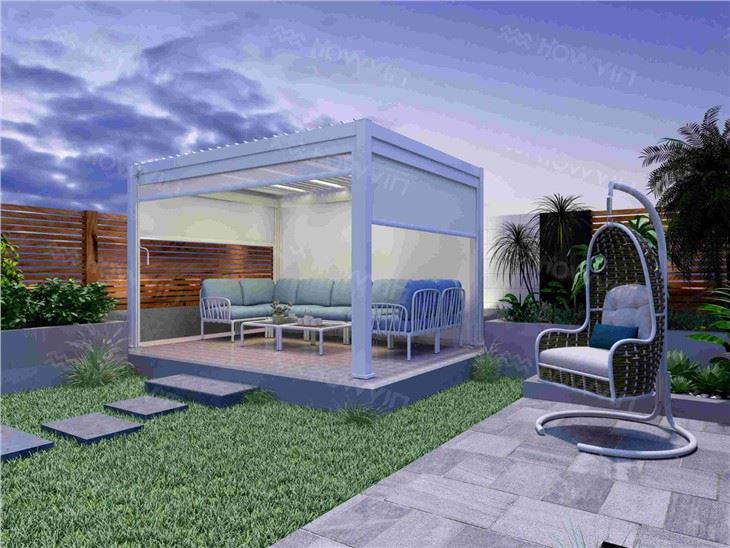 Howvin Electric Pergola Cover System Courtyard Villa Aluminum Alloy Can Be Customized Electric Louver Sun Room Garden Pergola Outdoor Awning